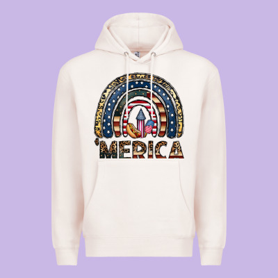 Merica Rainbow Premium Hoodie Designed By Cowhidedigitalart