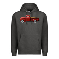Charcoal Heather western red truck right side view Premium Hoodie - FaDigitalArtStudio
