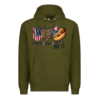 Army Green peace love let's get it Premium Hoodie - CowhideDigitalArt
