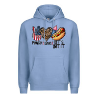 Colony Blue peace love let's get it Premium Hoodie - CowhideDigitalArt