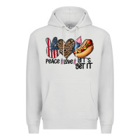 Dove Grey peace love let's get it Premium Hoodie - CowhideDigitalArt