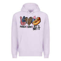 Lilac peace love let's get it Premium Hoodie - CowhideDigitalArt
