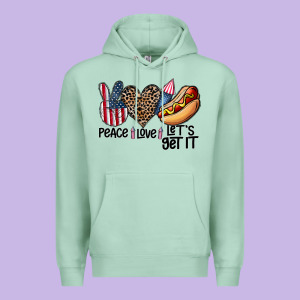 Peace Love Let's Get It Premium Hoodie Designed By Cowhidedigitalart