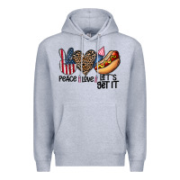 Heather Grey peace love let's get it Premium Hoodie - CowhideDigitalArt