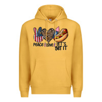 Mustard peace love let's get it Premium Hoodie - CowhideDigitalArt
