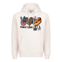 Pale Pink peace love let's get it Premium Hoodie - CowhideDigitalArt