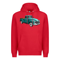 Red western truck 34 view Premium Hoodie - FaDigitalArtStudio