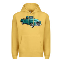 Antique Gold western truck 34 view Premium Hoodie - FaDigitalArtStudio
