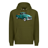 Army Green western truck 34 view Premium Hoodie - FaDigitalArtStudio