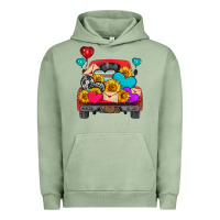 Pigment Oil Green western truck with heart Urban Hoodie - HRA Design Shop