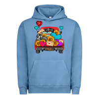 Pigment Pebble Blue western truck with heart Urban Hoodie - HRA Design Shop