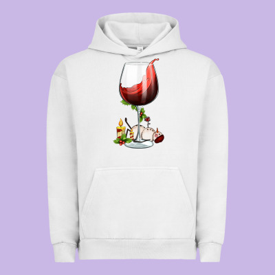 Christmas Wine Glass Urban Hoodie Designed By Fadigitalartstudio