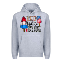 Heather Grey red white blue Premium Hoodie - CowhideDigitalArt