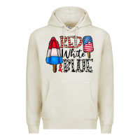 Oatmeal Heather red white blue Premium Hoodie - CowhideDigitalArt