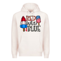 Pale Pink red white blue Premium Hoodie - CowhideDigitalArt