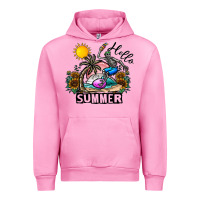 Fuchsia Pink hello summer Urban Hoodie - CowhideDigitalArt