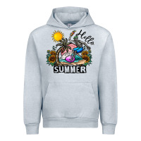 Heather Grey hello summer Urban Hoodie - CowhideDigitalArt