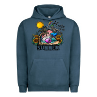 Pigment Midnight Navy hello summer Urban Hoodie - CowhideDigitalArt