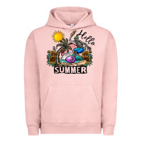 Pigment Salmon hello summer Urban Hoodie - CowhideDigitalArt