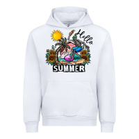 White hello summer Urban Hoodie - CowhideDigitalArt