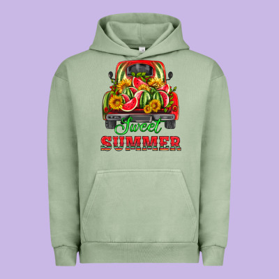 Sweet Summer Watermelon And Truck Urban Hoodie Designed By Hra Design Shop