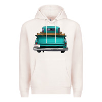 Pale Pink western truck back view Premium Hoodie - FaDigitalArtStudio