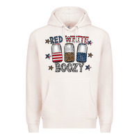 Pale Pink red white boozy Premium Hoodie - CowhideDigitalArt