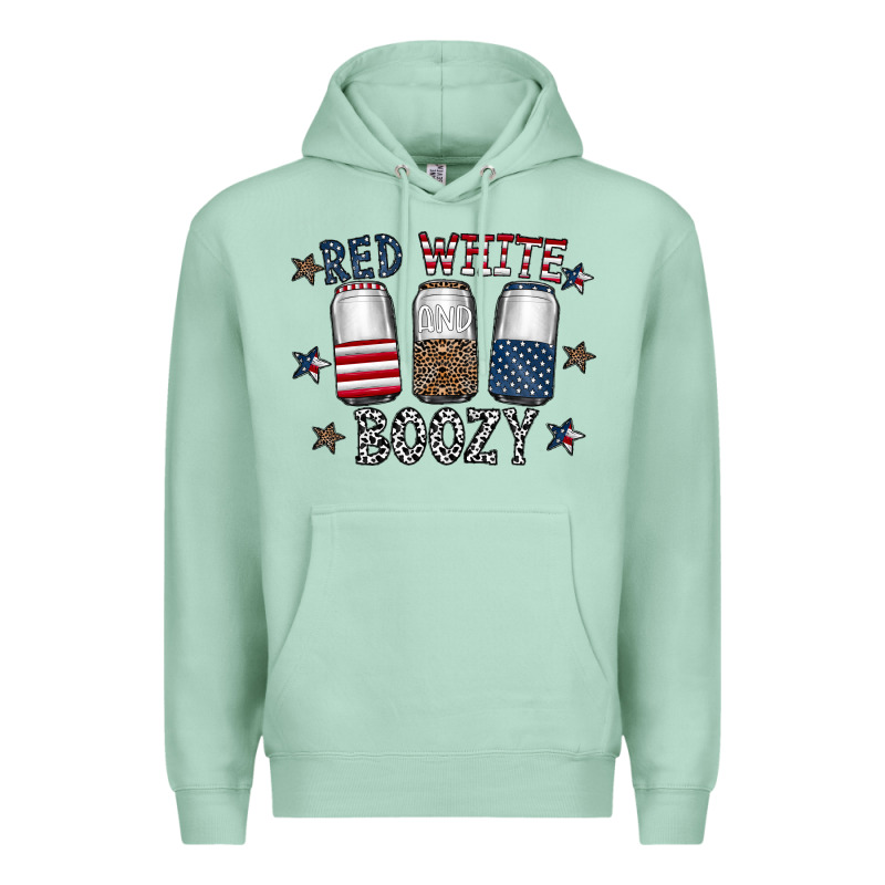 Red White Boozy Premium Hoodie by CowhideDigitalArt | Teevron