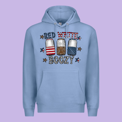 Red White Boozy Premium Hoodie Designed By Cowhidedigitalart
