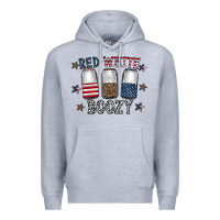 Heather Grey red white boozy Premium Hoodie - CowhideDigitalArt