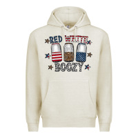 Oatmeal Heather red white boozy Premium Hoodie - CowhideDigitalArt