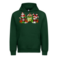 Forest Green coffee cups with santa claus Urban Hoodie - FaDigitalArtStudio