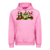 Fuchsia Pink coffee cups with santa claus Urban Hoodie - FaDigitalArtStudio