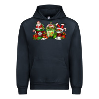 Navy coffee cups with santa claus Urban Hoodie - FaDigitalArtStudio