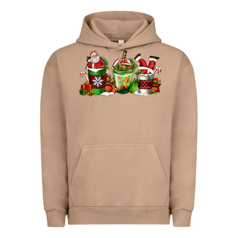 Coffee Cups With Santa Claus Urban Hoodie by FaDigitalArtStudio | Teevron