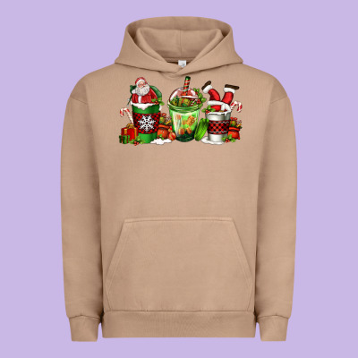 Coffee Cups With Santa Claus Urban Hoodie Designed By Fadigitalartstudio