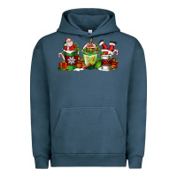 Pigment Midnight Navy coffee cups with santa claus Urban Hoodie - FaDigitalArtStudio