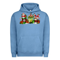 Pigment Pebble Blue coffee cups with santa claus Urban Hoodie - FaDigitalArtStudio