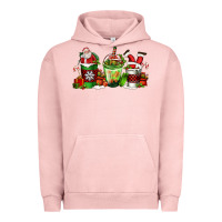 Pigment Salmon coffee cups with santa claus Urban Hoodie - FaDigitalArtStudio