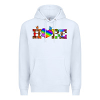 White lgbtq heart and hope Premium Hoodie - HRA Design Shop