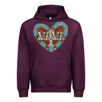 Mauve Wine mama heart cowhide Urban Hoodie - CowhideDigitalArt