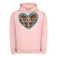 Pigment Salmon mama heart cowhide Urban Hoodie - CowhideDigitalArt