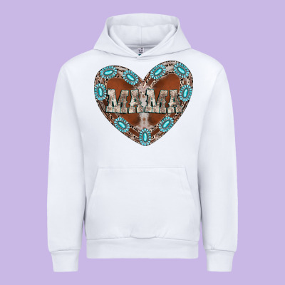 Mama Heart Cowhide Urban Hoodie Designed By Cowhidedigitalart