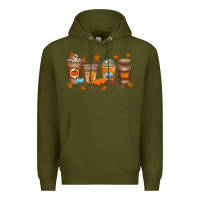 Army Green Fall Coffee Drink Premium Hoodie - RacoonDesign