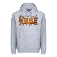 Heather Grey Fall Coffee Drink Premium Hoodie - RacoonDesign