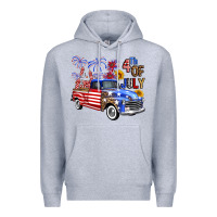 Heather Grey western truck fourth of july america Premium Hoodie - FaDigitalArtStudio