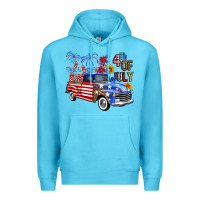 Ocean Blue western truck fourth of july america Premium Hoodie - FaDigitalArtStudio