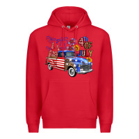 Red western truck fourth of july america Premium Hoodie - FaDigitalArtStudio