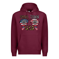 Burgundy small town usa Premium Hoodie - CowhideDigitalArt