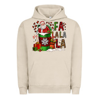 Pigment French Oak fa la la la la christmas santa claus coffee cup Urban Hoodie - FaDigitalArtStudio